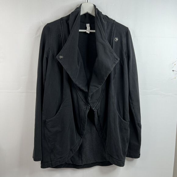 Lululemon That's A Wrap Size 6 Cardigan Sweater Faded Black Stretch French Terry - Picture 6 of 14